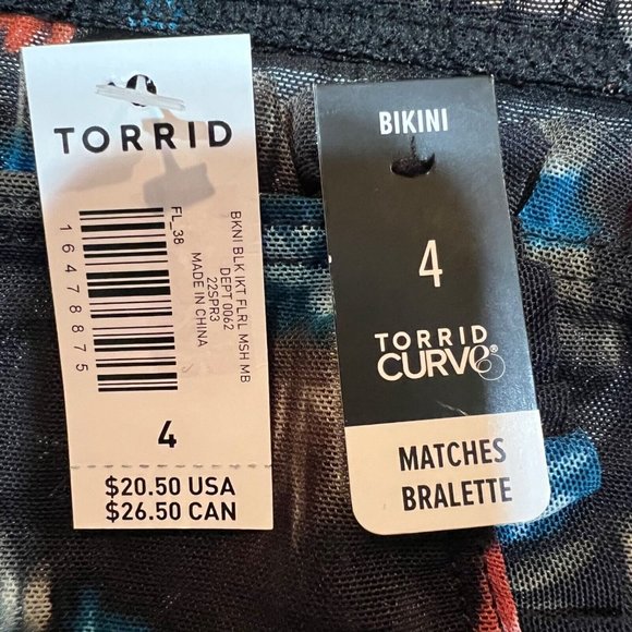 NWT TORRID Bikini Pantie Underwear Sz 4X Black Mesh Red Blue - Picture 4 of 4